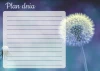 Plan dnia tablica suchościeralna dmuchawiec 356 - Wzór graficzny. Na tle w odcieniach fioletu i błękitu znajduje się