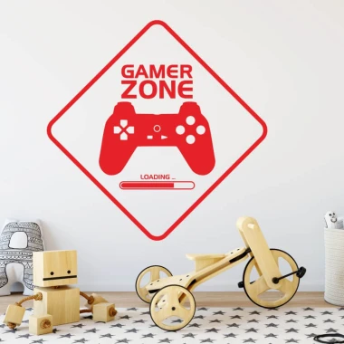 Naklejka samoprzylepna Gamer zone 2405 - Wzór graficzny. Czerwony prostokąt z kontrolerem gier i napisem loading