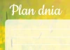 Plan dnia tablica suchościeralna trawy 364 - Wzór graficzny. Na tle trawy widoczny napis Plan dnia oraz linie do pisania