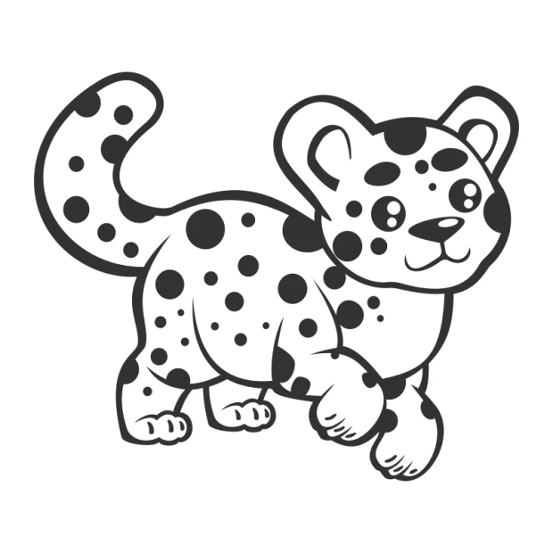 Szablon malarski dla dzieci puma 2410 - Wzór graficzny. Wzór przedstawia puma z dużymi oczami, okrągłymi uszami i ciałem