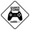 Szablon na ścianę Gamer zone 2405 - Wzór graficzny. Kształt rombu z kontrolerem gier i paskiem postępu
