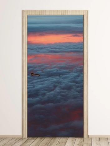 Fototapeta naklejka na drzwi chmury FP 6334 - Wzór graficzny. Chmury w odcieniach niebieskiego i różowego na tle