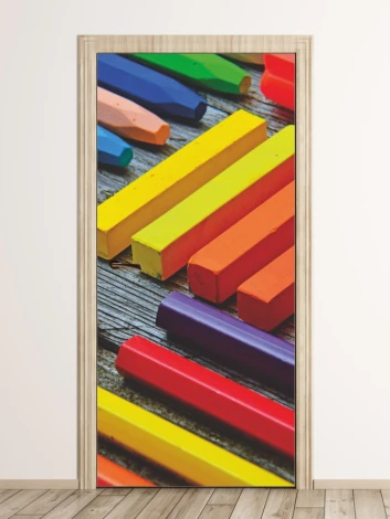 Fototapeta naklejka na drzwi kolorowa kreda FP 6332 - Wzór graficzny. Proste, prostokątne kształty w intensywnych kolorach