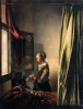 Reprodukcja Girl Reading a Letter by an Open Window, Johannes Vermeer - Aranżacja w pokoju. Ściany w jasnych odcieniach