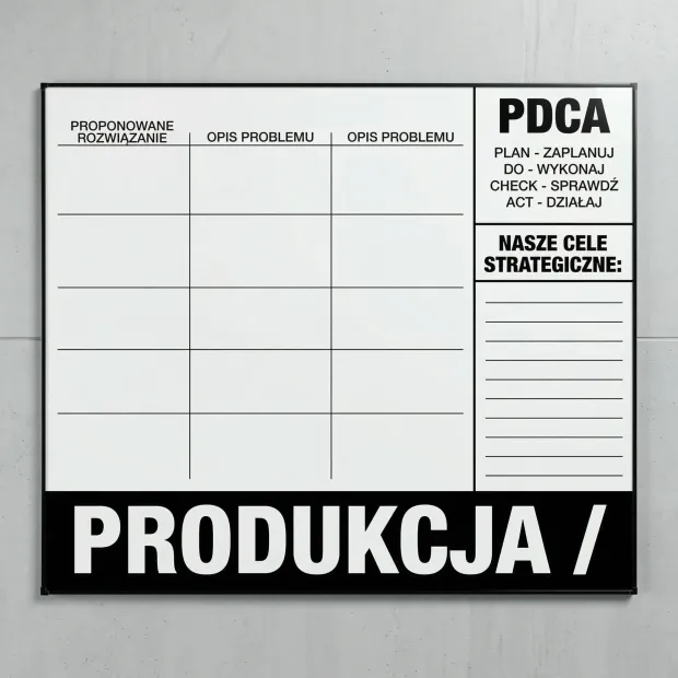 Tablica suchościeralna magnetyczna w ramie aluminiowej z własnym nadrukiem na wymiar - Wzór graficzny. Prosta siatka
