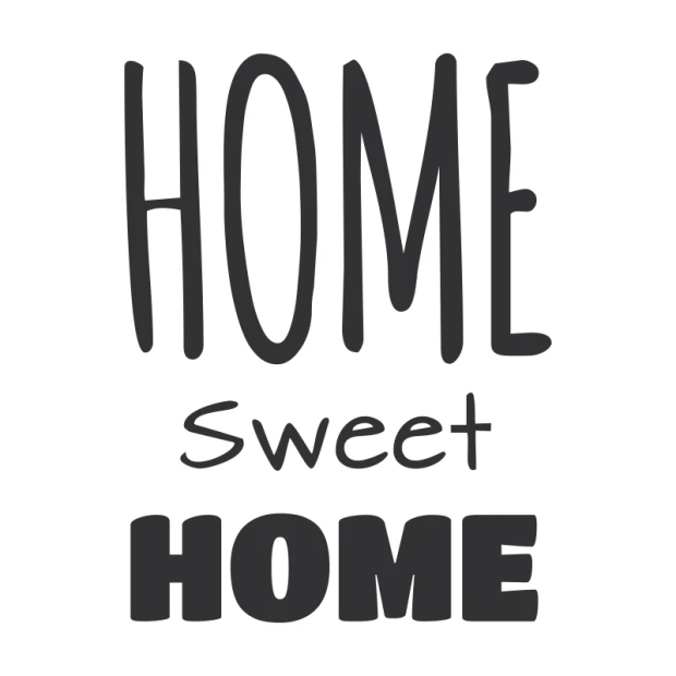 Naklejka na ścianę Home sweet home 2432 - Wzór graficzny. Duże litery HOME i HOME w kolorze czarnym, między nimi mniejsze