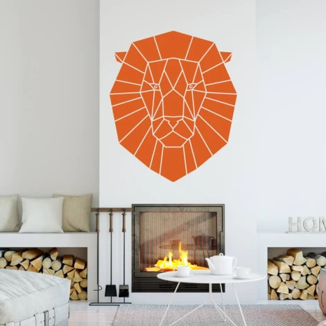 Naklejka na ścianę lew 2418 - Aranżacja w salonie. Ściany w jasnych kolorach, minimalistyczne meble