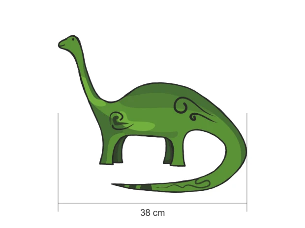 Naklejki na ścianę zestaw dinozaury 2420 - Wzór graficzny. Zielony dinozaur z długą szyją i ogonem, z falistymi detalami
