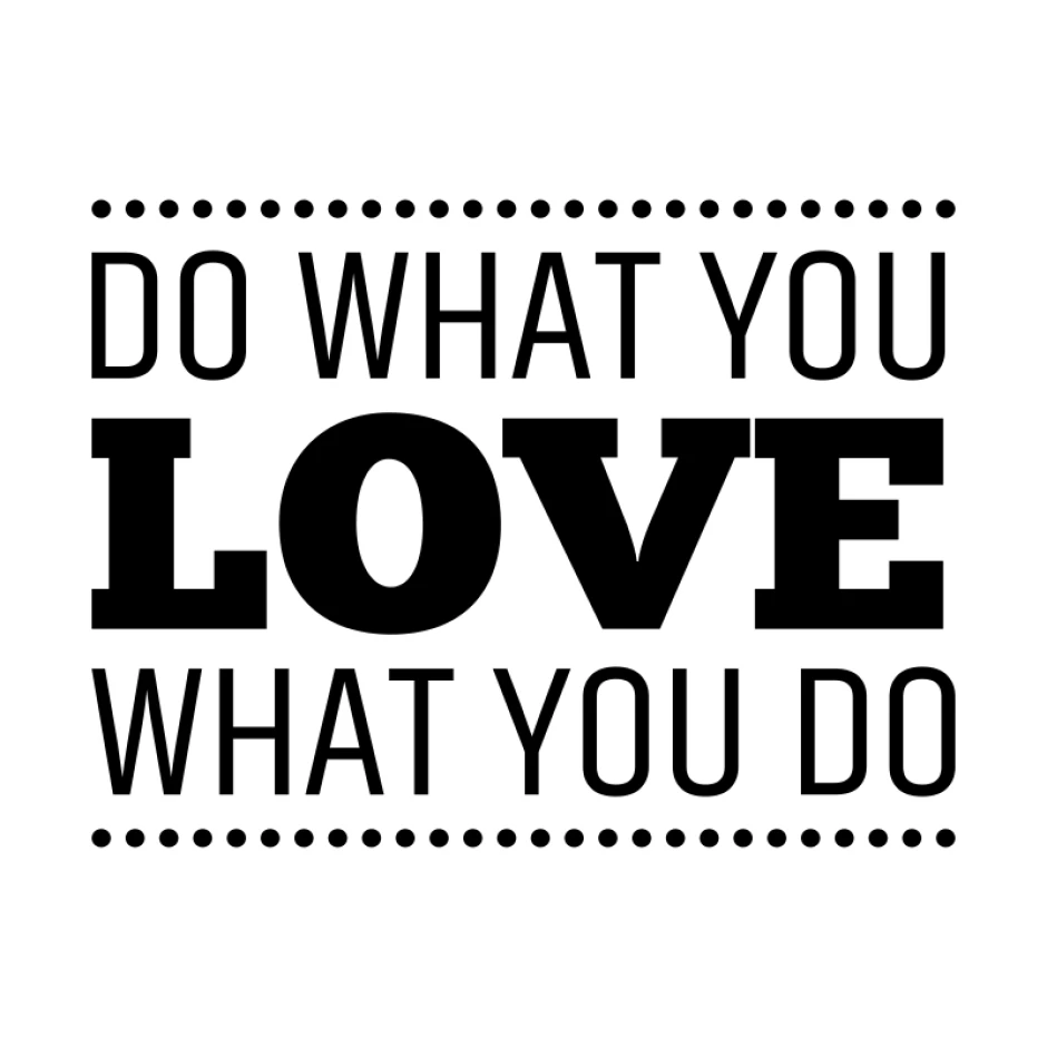 Szablon malarski sentencja Do what you love 2424 - Wzór graficzny. Tekst w dwóch liniach, duże litery, obramowanie z kropek