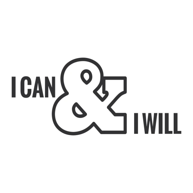 Szablon malarski sentencja I can and I will 2426 - Wzór graficzny. Wzór z dużymi literami, z symbolem ampersand oraz różnymi