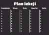 Tablica kredowa z nadrukiem plan lekcji 072 - Wzór graficzny. Czarna tablica z białymi napisami i prostymi liniami
