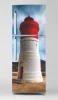 Okleina na lodówkę naklejka latarnia morska P1027 - Wzór graficzny. Grafika przedstawia latarnię morską w białych