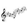 Szablon malarski nuty 2439 - Wzór graficzny. Wzór z kluczem wiolinowym oraz falującymi liniami i nutami