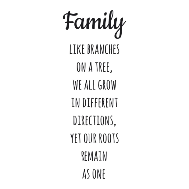 Szablon na ścianę sentencja Family like branches on a tree 2436 - Wzór graficzny. Tekst w różnych rozmiarach, ułożony