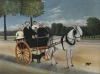 Reprodukcja La Carriole du père Junier, Henri Rousseau - Wzór graficzny. Obraz przedstawia ludzi w wozie ciągniętym przez
