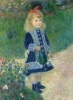 Reprodukcja A Girl with a Watering Can, Auguste Renoir - Wzór graficzny. Obraz przedstawia dziewczynkę w niebieskiej