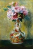 Reprodukcja Bouquet in a Vase, Renoir Auguste - Wzór graficzny. Kwiaty w wazonie na tle w kolorze żółtym