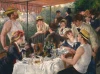 Reprodukcja Luncheon of the Boating Party, Renoir Auguste - Aranżacja w restauracji. Jasne kolory ścian i drewniane meble
