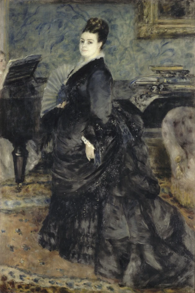 Reprodukcja Portrait of a Woman, called of Mme Georges Hartmann, Renoir Auguste - Aranżacja w eleganckim salonie. Ściany