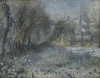 Reprodukcja Snow-covered Landscape, Renoir Auguste - Wzór graficzny. Obraz przedstawia zimowy krajobraz z drzewami