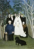 Reprodukcja The Wedding Party, Henri Rousseau - Wzór graficzny. Grupa ludzi w strojach ślubnych na tle drzew