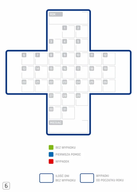 Tablica suchościeralna krzyż bezpieczeństwa 126 - Wzór graficzny. Grafika przedstawia krzyż z siatką, pola z numerami