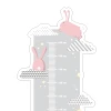 Naklejka miarka wzrostu dziecka zające chmurki 2450 - Wzór graficzny. Zawiera różowe zające, chmurki i linie pomiarowe