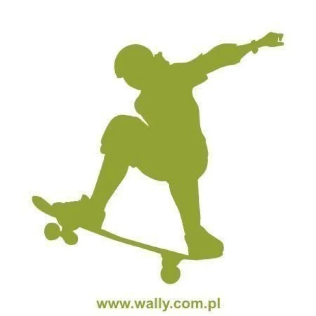 Dynamiczna naklejka skater 1025 w soczystej zieleni, idealna do nowoczesnego pokoju młodzieżowego.
