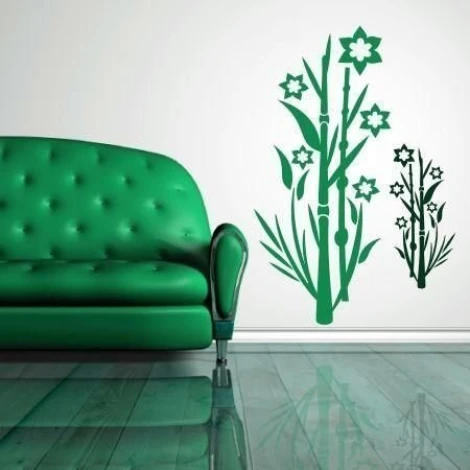 Elegancka naklejka bambus 1221 w intensywnym zielonym kolorze, dodająca świeżości nowoczesnemu salon