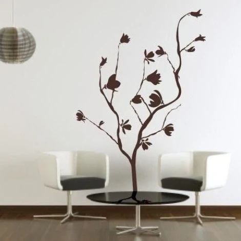 Elegancka naklejka drzewo 0952, idealna do nowoczesnego salonu, wprowadza naturalny akcent w ciepłyc