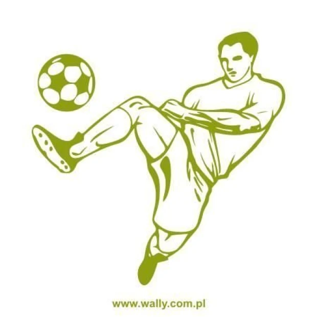 Dynamiczna naklejka piłkarza w energetycznym zielonym kolorze, idealna do pokoju młodego sportowca.