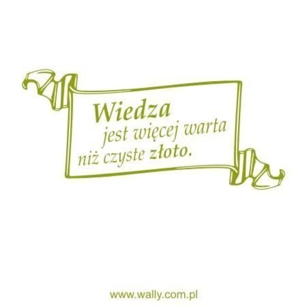 Stylowa naklejka sentencja Wiedza jest więcej warta niż czyste złoto w minimalistycznym, nowoczesnym