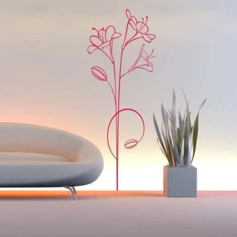 Elegancka naklejka kwiaty 0997 w minimalistycznym wnętrzu, idealna do nowoczesnego salonu.