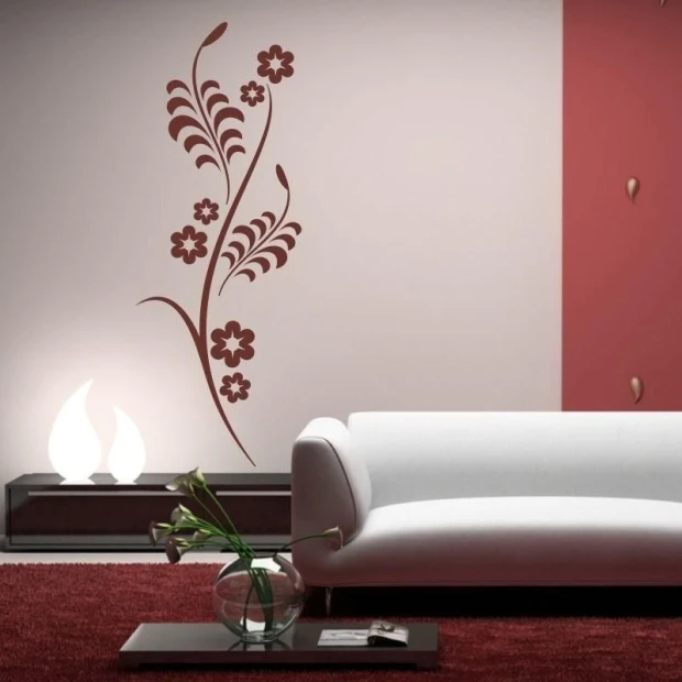 Japoński szablon malarski 96 w eleganckim salonie, dodający subtelnego uroku dzięki delikatnym flory