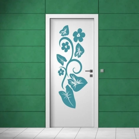 Szablon malarski kwiaty 0995 - Wzór graficzny. Wzór złożony z linii krętych, liści i kwiatów o różnych kształtach