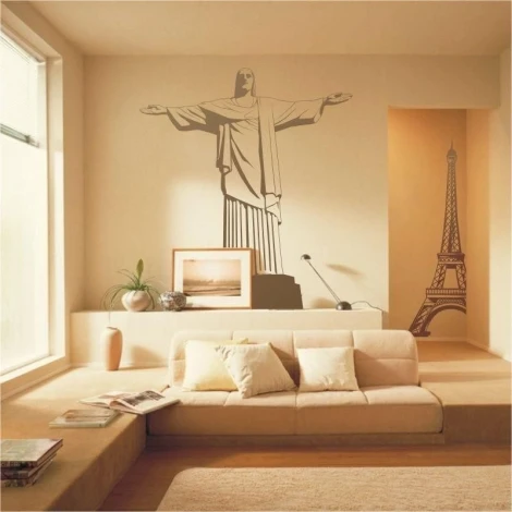 Stylowa naklejka Statua Chrystusa w Rio, doskonale komponująca się w nowoczesnym salonie, nadając mu