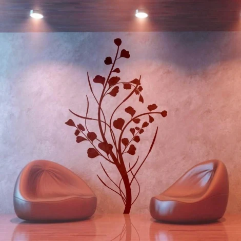 Elegancka naklejka drzewo 1294 w nowoczesnym salonie, dodająca ciepła i stylu minimalistycznemu wnęt