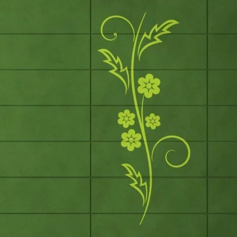 Stylowa naklejka kwiaty 1227 w wiosennym odcieniu zieleni, idealna do ożywienia nowoczesnej kuchni l