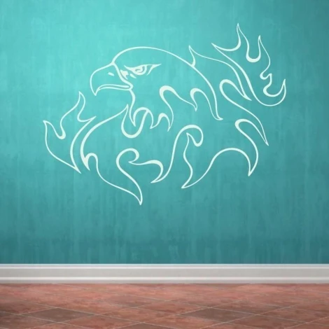 Orzeł w dynamicznym stylu na tle turkusowej ściany, idealny do nowoczesnego wnętrza lub pokoju młodz