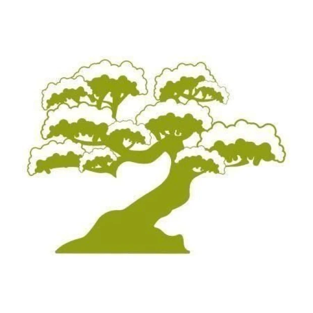 Elegancki szablon malarski drzewo bonsai w stonowanej zieleni, idealny do nowoczesnego wnętrza w sty