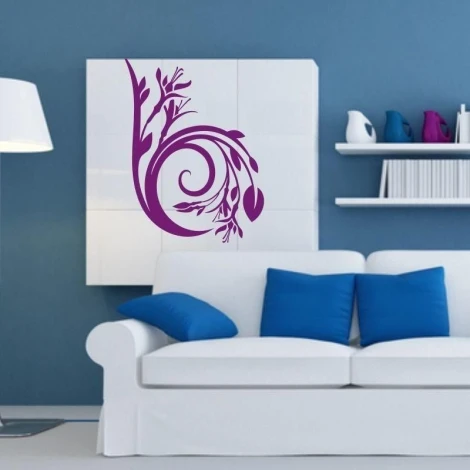 Elegancka naklejka kwiaty 0975 w fioletowych odcieniach, idealna do nowoczesnego salonu na tle niebi