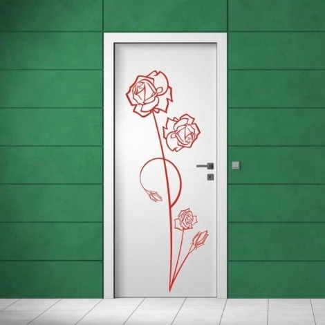 Stylowa naklejka kwiaty 0987 z czerwonymi różami, idealna do nowoczesnego wnętrza, ożywi każdą ścian