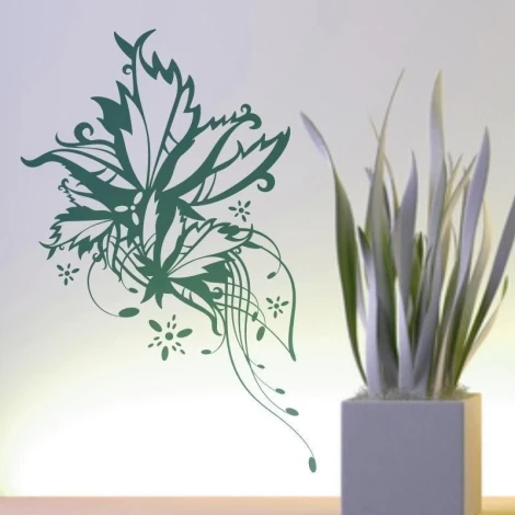 Elegancka naklejka kwiaty 1199, w stylu boho, doskonale ożywi minimalistyczny salon, wnosząc natural