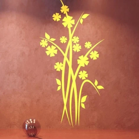 Szablon malarski japoński 20 - Wzór graficzny. Wzór z długimi, zakrzywionymi liniami i kwiatami