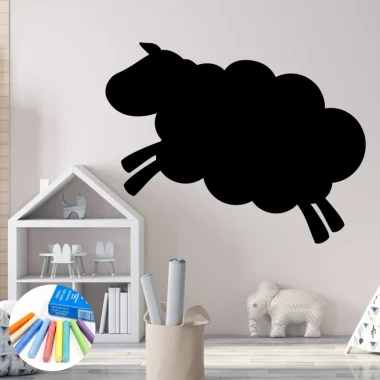 Naklejka kredowa dla dzieci owieczka 348 - Aranżacja w pokoju dziecięcym. Ściany w jasnych kolorach, minimalistyczne meble