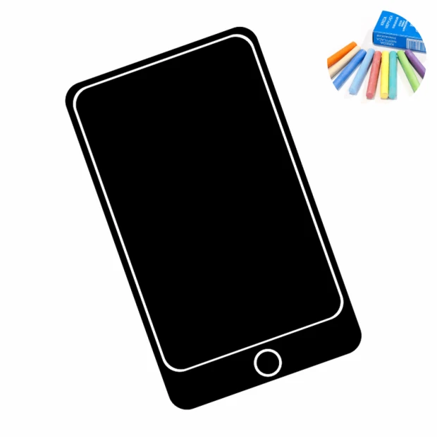 Naklejka kredowa smartfon 363 - Wzór graficzny. Grafika przedstawia czarny kontur smartfona z białą ramką