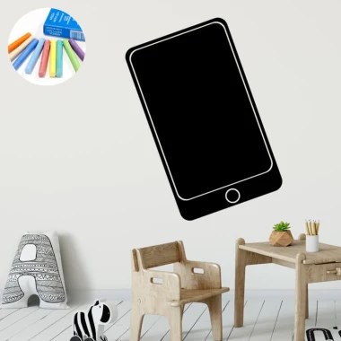 Naklejka kredowa smartfon 363 - Aranżacja w pokoju dziecięcym. Ściany w jasnych kolorach, drewniane meble