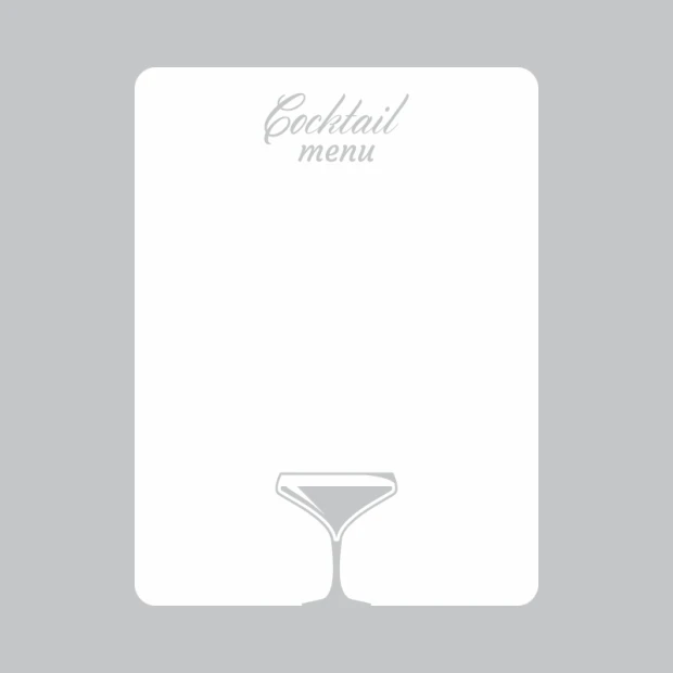 Tablica suchościeralna cocktail menu 252 - Wzór graficzny. Prosta forma z napisem i szkicem kieliszka