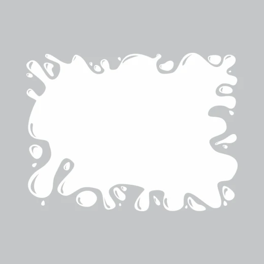 Biała tablica suchościeralna w kształcie kleksa na szarym tle pokazująca wzór produktu