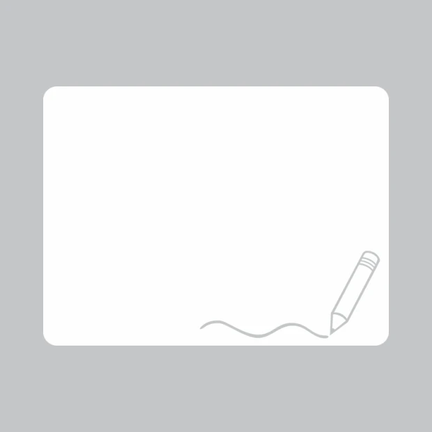 Tablica suchościeralna kredka 289 - Wzór graficzny. Prosta forma z rysunkiem ołówka w rogu. Szary kolor tła